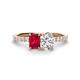 1 - Galina 7x5 mm Emerald Cut Ruby and IGI Certified 8x6 mm Oval Lab Grown Diamond 2 Stone Duo Ring 