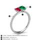 5 - Galina 7x5 mm Emerald Cut Ruby and 8x6 mm Oval Emerald 2 Stone Duo Ring 