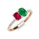 4 - Galina 7x5 mm Emerald Cut Ruby and 8x6 mm Oval Emerald 2 Stone Duo Ring 