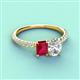 3 - Galina 7x5 mm Emerald Cut Ruby and GIA Certified 8x6 mm Oval Diamond 2 Stone Duo Ring 