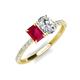 4 - Galina 7x5 mm Emerald Cut Ruby and GIA Certified 8x6 mm Oval Diamond 2 Stone Duo Ring 