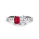 1 - Galina 7x5 mm Emerald Cut Ruby and 8x6 mm Oval White Sapphire 2 Stone Duo Ring 