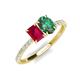 4 - Galina 7x5 mm Emerald Cut Ruby and 8x6 mm Oval Lab Created Alexandrite 2 Stone Duo Ring 