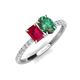 4 - Galina 7x5 mm Emerald Cut Ruby and 8x6 mm Oval Lab Created Alexandrite 2 Stone Duo Ring 