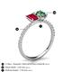 5 - Galina 7x5 mm Emerald Cut Ruby and 8x6 mm Oval Lab Created Alexandrite 2 Stone Duo Ring 