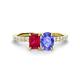 1 - Galina 7x5 mm Emerald Cut Ruby and 8x6 mm Oval Tanzanite 2 Stone Duo Ring 