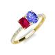 4 - Galina 7x5 mm Emerald Cut Ruby and 8x6 mm Oval Tanzanite 2 Stone Duo Ring 