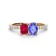 1 - Galina 7x5 mm Emerald Cut Ruby and 8x6 mm Oval Tanzanite 2 Stone Duo Ring 