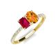 4 - Galina 7x5 mm Emerald Cut Ruby and 8x6 mm Oval Citrine 2 Stone Duo Ring 