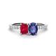 1 - Galina 7x5 mm Emerald Cut Ruby and 8x6 mm Oval Iolite 2 Stone Duo Ring 