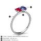 5 - Galina 7x5 mm Emerald Cut Ruby and 8x6 mm Oval Iolite 2 Stone Duo Ring 