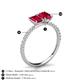 5 - Galina 7x5 mm Emerald Cut and Oval Ruby 2 Stone Duo Ring 