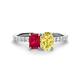 1 - Galina 7x5 mm Emerald Cut Ruby and 8x6 mm Oval Yellow Sapphire 2 Stone Duo Ring 