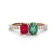 1 - Galina 7x5 mm Emerald Cut Ruby and 8x6 mm Oval Lab Created Alexandrite 2 Stone Duo Ring 