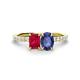 1 - Galina 7x5 mm Emerald Cut Ruby and 8x6 mm Oval Iolite 2 Stone Duo Ring 