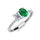 4 - Galina 7x5 mm Emerald Cut White Sapphire and 8x6 mm Oval Emerald 2 Stone Duo Ring 
