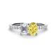 1 - Galina 7x5 mm Emerald Cut White Sapphire and 8x6 mm Oval Yellow Sapphire 2 Stone Duo Ring 