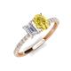 4 - Galina 7x5 mm Emerald Cut White Sapphire and 8x6 mm Oval Yellow Sapphire 2 Stone Duo Ring 