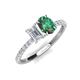 4 - Galina 7x5 mm Emerald Cut White Sapphire and 8x6 mm Oval Lab Created Alexandrite 2 Stone Duo Ring 