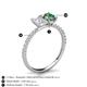 5 - Galina 7x5 mm Emerald Cut White Sapphire and 8x6 mm Oval Lab Created Alexandrite 2 Stone Duo Ring 