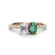 1 - Galina 7x5 mm Emerald Cut White Sapphire and 8x6 mm Oval Lab Created Alexandrite 2 Stone Duo Ring 