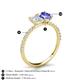 5 - Galina 7x5 mm Emerald Cut White Sapphire and 8x6 mm Oval Tanzanite 2 Stone Duo Ring 