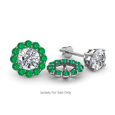 Serena ctw Round Emerald Jackets Earrings