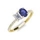 4 - Galina 7x5 mm Emerald Cut White Sapphire and 8x6 mm Oval Iolite 2 Stone Duo Ring 