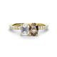 1 - Galina 7x5 mm Emerald Cut White Sapphire and 8x6 mm Oval Smoky Quartz 2 Stone Duo Ring 