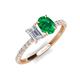 4 - Galina 7x5 mm Emerald Cut White Sapphire and 8x6 mm Oval Emerald 2 Stone Duo Ring 