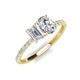 4 - Galina 7x5 mm Emerald Cut White Sapphire and IGI Certified 8x6 mm Oval Lab Grown Diamond 2 Stone Duo Ring 