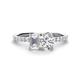 1 - Galina 7x5 mm Emerald Cut White Sapphire and 8x6 mm Oval Forever Brilliant Moissanite 2 Stone Duo Ring 