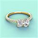 3 - Galina 7x5 mm Emerald Cut White Sapphire and 8x6 mm Oval Forever Brilliant Moissanite 2 Stone Duo Ring 