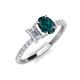 4 - Galina 7x5 mm Emerald Cut White Sapphire and 8x6 mm Oval London Blue Topaz 2 Stone Duo Ring 