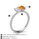 5 - Galina 7x5 mm Emerald Cut White Sapphire and 8x6 mm Oval Citrine 2 Stone Duo Ring 