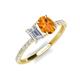 4 - Galina 7x5 mm Emerald Cut White Sapphire and 8x6 mm Oval Citrine 2 Stone Duo Ring 