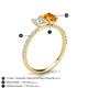 5 - Galina 7x5 mm Emerald Cut White Sapphire and 8x6 mm Oval Citrine 2 Stone Duo Ring 