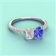 3 - Galina 7x5 mm Emerald Cut White Sapphire and 8x6 mm Oval Tanzanite 2 Stone Duo Ring 