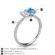 5 - Galina 7x5 mm Emerald Cut White Sapphire and 8x6 mm Oval Blue Topaz 2 Stone Duo Ring 