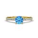 1 - Aurin 6.50 mm Round Blue Topaz and Diamond Engagement Ring 