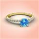 3 - Aurin 6.50 mm Round Blue Topaz and Diamond Engagement Ring 