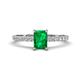 1 - Aurin 7x5 mm Emerald Cut Emerald and Round Diamond Engagement Ring 