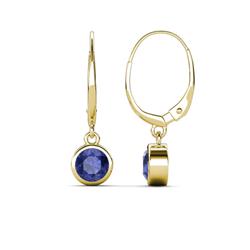Cara Iolite Solitaire Dangling Earrings Iolite ctw Bezel Set Solitaire Dangling Earrings K Yellow Gold