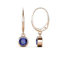Cara Iolite Solitaire Dangling Earrings Iolite ctw Bezel Set Solitaire Dangling Earrings K Rose Gold