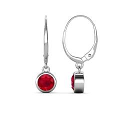 Cara Ruby Solitaire Dangling Earrings Ruby ctw Bezel Set Solitaire Dangling Earrings K White Gold