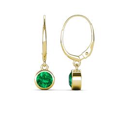 Cara Emerald Solitaire Dangling Earrings Emerald ctw Bezel Set Solitaire Dangling Earrings K Yellow Gold