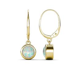Cara Opal Solitaire Dangling Earrings Opal ctw Bezel Set Solitaire Dangling Earrings K Yellow Gold