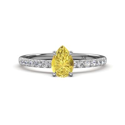 Aurin x Pear Yellow Sapphire and Round Diamond Engagement Ring