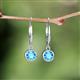 3 - Cara Blue Topaz (5mm) Solitaire Dangling Earrings 