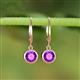 3 - Cara Amethyst (6.5mm) Solitaire Dangling Earrings 